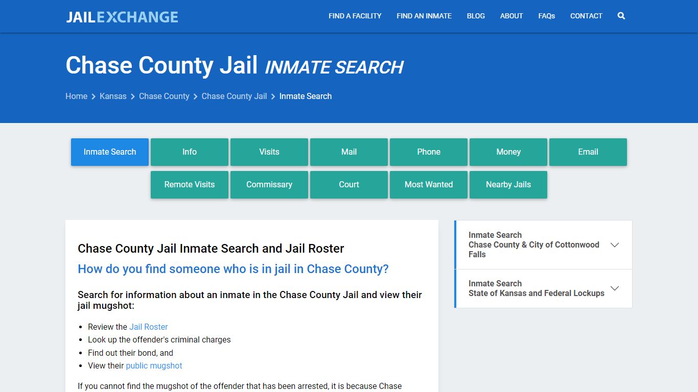 Inmate Search: Roster & Mugshots - Chase County Jail, KS