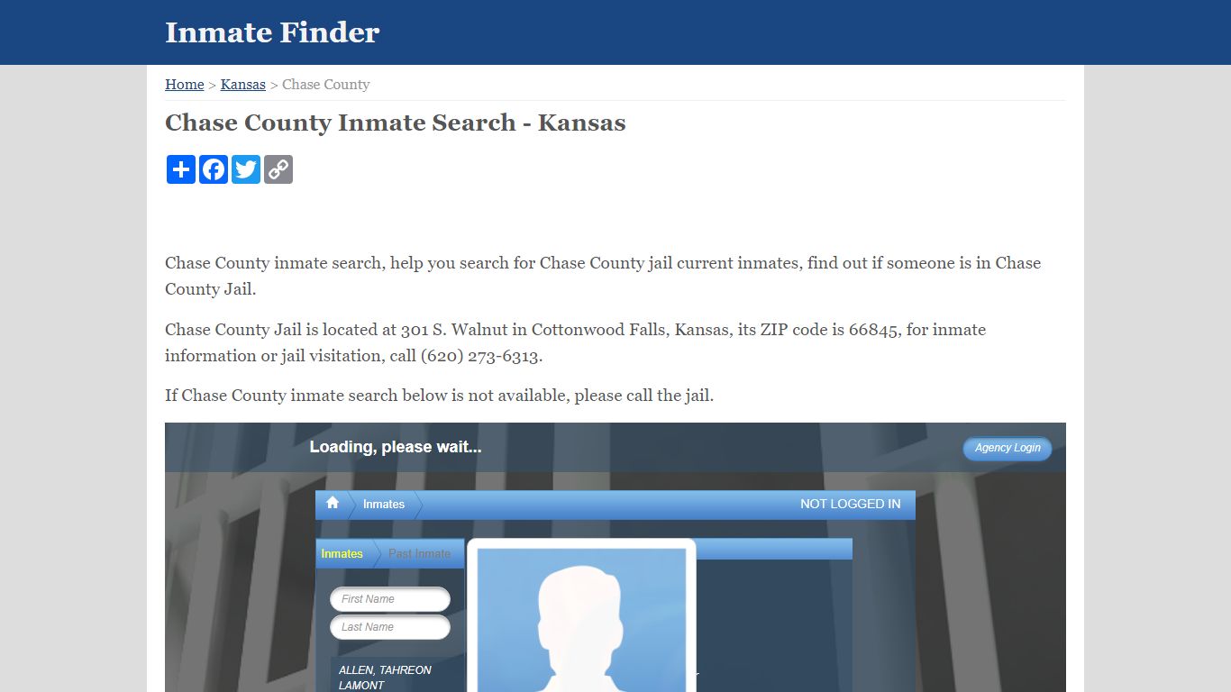 Chase County Inmate Search - Kansas